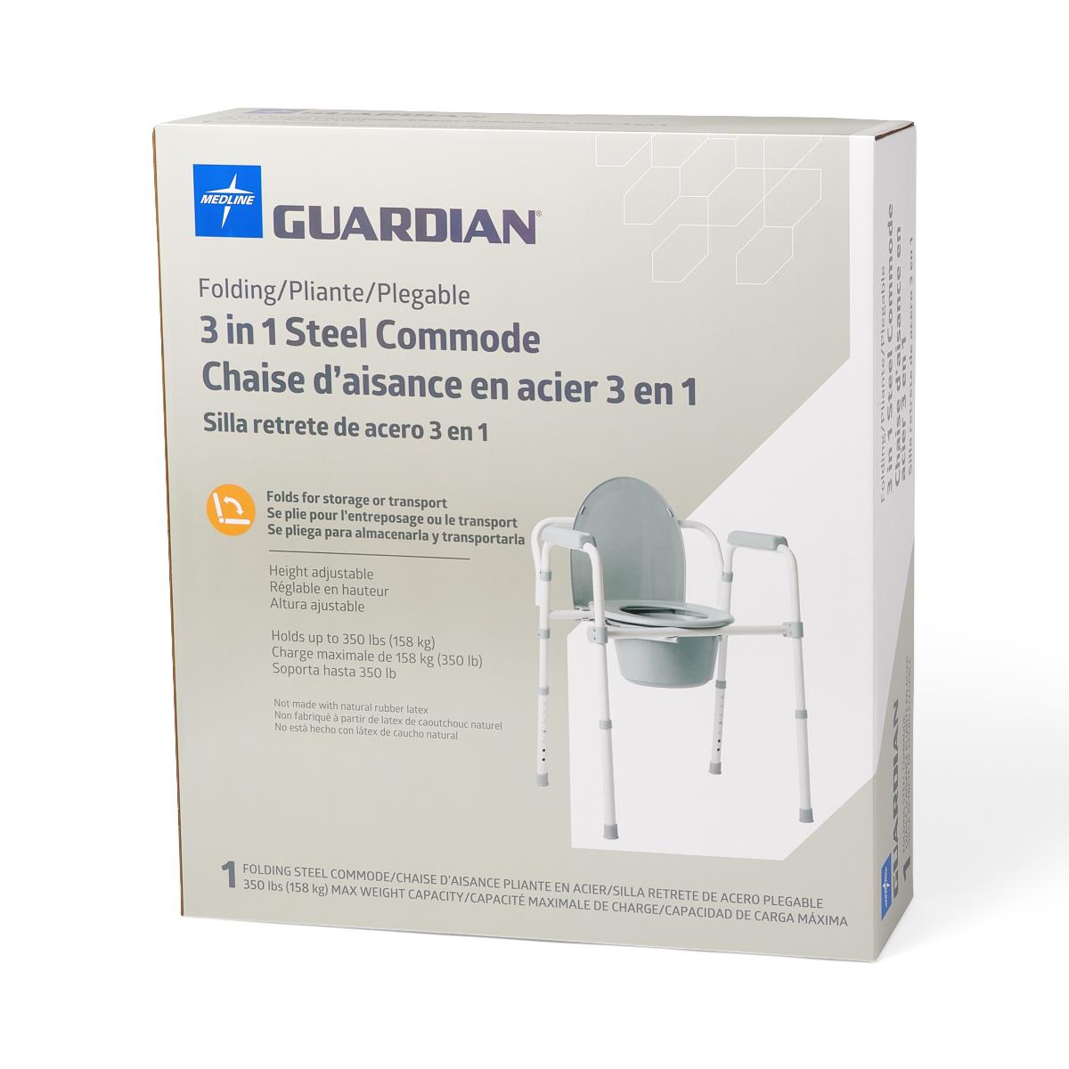 Steel Bedside Commode, 3-in-1