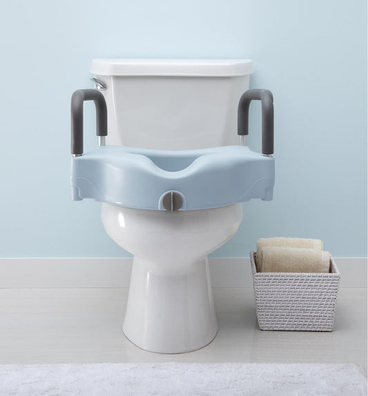 5" Raised Locking Standard Toilet Seat with Arms