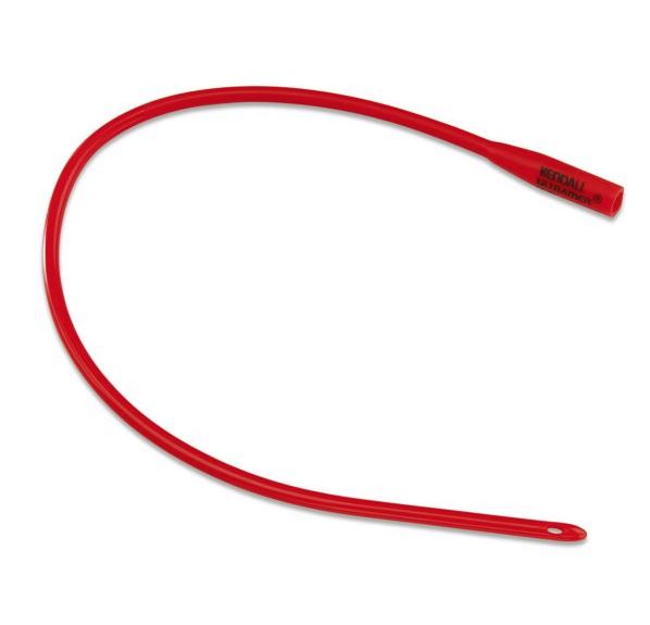 RED RUBBER INTERMITTENT CATHETER, ONE EYE, COUDE